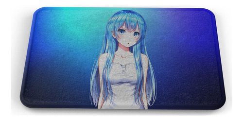 Tapete Hatsune Miku Vocaloid Fondo Azul Baño Lavable 50x80cm