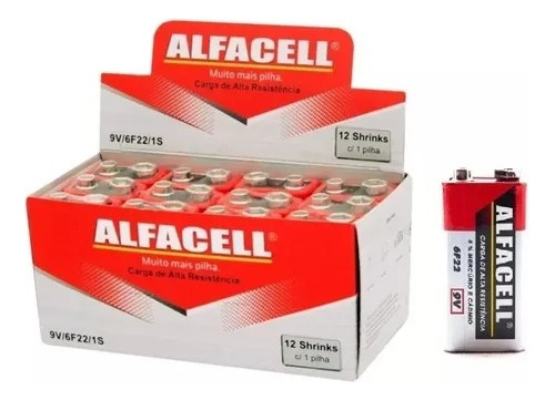 Caixa Com 12 Baterias 9 V Original Alafacell 