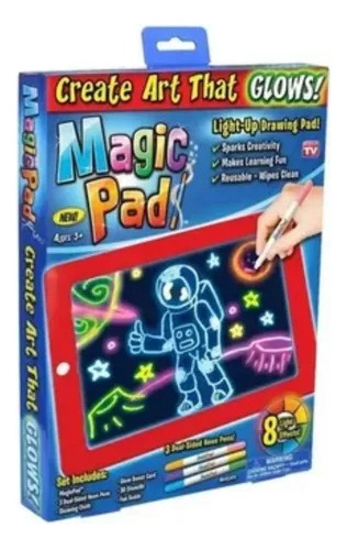 Tableta De Dibujo Con Luz Led Magic Pad Marcadores Color Roj