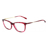 Óculos De Grau Bulget Bg 6262 E02 Feminino Vermelho Dourado 