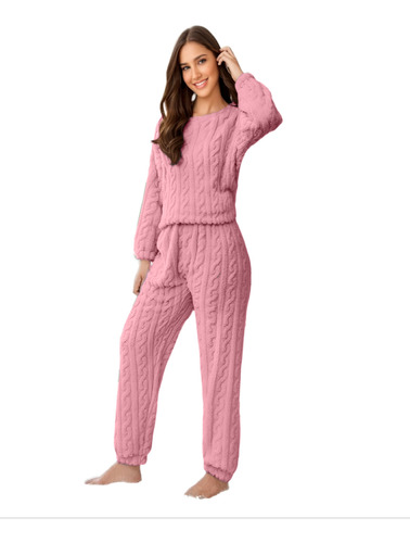 Pijama Conjunto Invierno Mujer Peludo Suave Trenzado