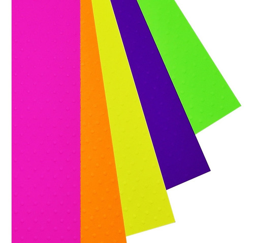 50 Folhas Papel Cartão Com Textura Poá Neon Bolinhas 180g A4
