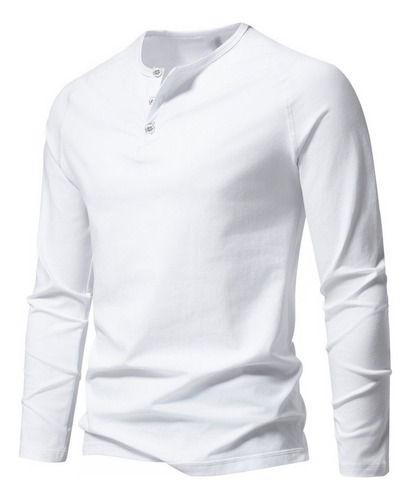 Playera Manga Larga Camiseta Henley Casual Para Hombre