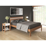 Cama De Casal 195cm Com Cabeceira Marrom Madeira Branco