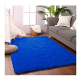 Tapete Sala Quarto Menina Infantil Peludo 140 X 100 Shaggy Cor Azul Desenho Do Tecido Cor