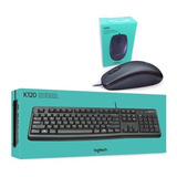 Kit Teclado E Mouse Usb Com Fio Logitech Original C/ Nfe