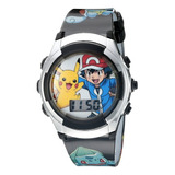 Reloj Pokemon Display Digital Niños E Color De La Correa Negro Color Del Bisel Plateado