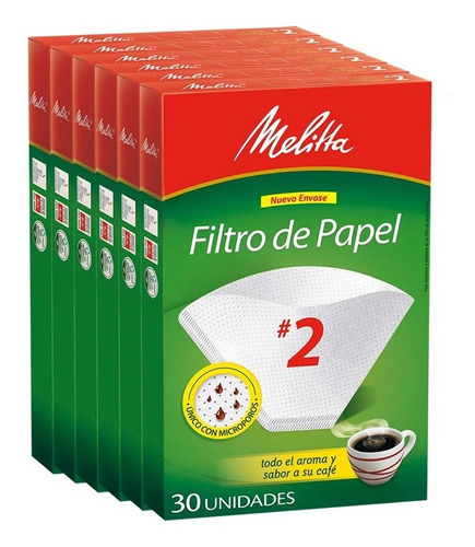 Filtros Melitta Tamaño 2 (6 Cajitas De 30 Filtros)