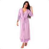 Camisola Longa Amamentação Maternidade + Robe Hobby Hobbie