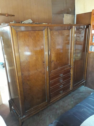 Ropero Antiguo Madera Maciza Con Vidrios Biselados Único¡¡