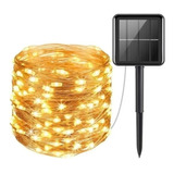 Luces Guirnalda Hada Solar Alambre 200 Led Calido 20 Metros