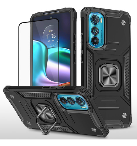 Funda Para Motorola Anillo Uso Rudo Protector Case + Mica 9h