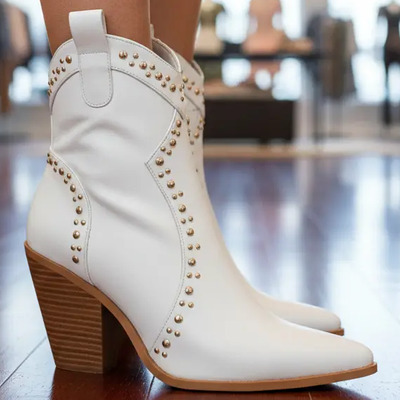 Bota De Dama Texana Thalia Sodi 3307 Color Blanco | Envío gratis