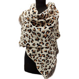 Bufanda Extra Grande Tejida Animal Print Pashmina Con Flecos