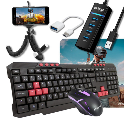 Kit Gamer Mobilador Teclado + Mouse Led Promoção Especial