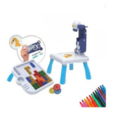 Brinquedo Projetor Led Mesa Azul Desenho Pintar Educacional