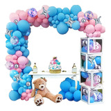 Decoracion Globos Baby Shower Rosado Azul + Caja Mobiliario