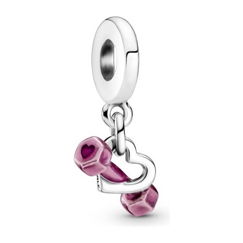 Dije Charm Pandora Mancuerna Corazón Gym Fitness Original