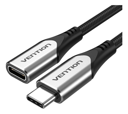 Cable Extensor Usb C 0.5 M Algodon Mallado Vention Color Negro