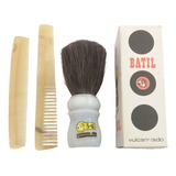 Kit 2 Pentes De Chifre 14cm E 12cm + Pincel Barba Batil 11cm