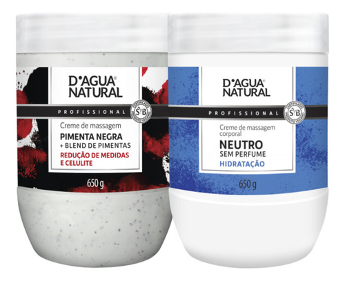 Creme Pimenta Negra 650g + Creme Neutro 650g Dagua Natural