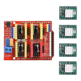 Kit Cnc Shield V3 + 4 Driver A4988 Com Dissipador