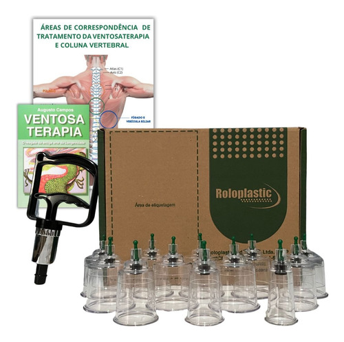 Kit Ventosas 24 Copos + Livro E Mapa Ventosaterapia