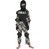 Disfraz De Equipo Swat Para Niños, Traje De Soldado De Policía De Halloween Para Niños