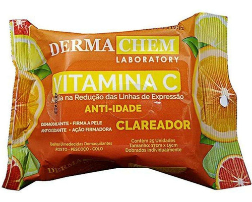 Lenço Demaquilante Dermachem Vitamina C Com 25 Unidades