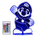 Lámpara Led 3d Acrílico Súper Mario Bros + Control Remoto