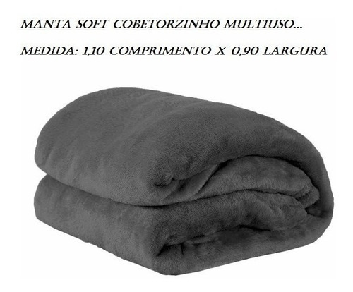 Manta Soft Cobertorzinho Multiuso Microfibra Antialérgico Cor Chumbo Desenho Do Tecido Liso