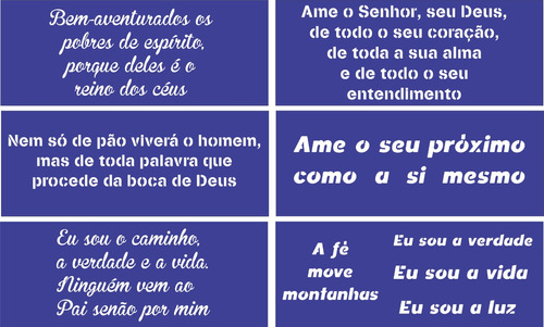 Stencil Para Pintura 6 Peças Frases Bíblicas - 30x13 Cm 