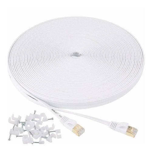 Cable Ethernet Cat7, 100 Pies/blanco/blindado