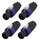 4 Conector Plug Speakon Tipo Neutrik 4 Polos Macho Pro Nf-e