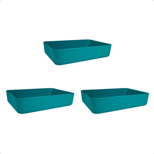 Set X3 Canasto Organizador Plastico Linea Moderna 37x26x8 Cm