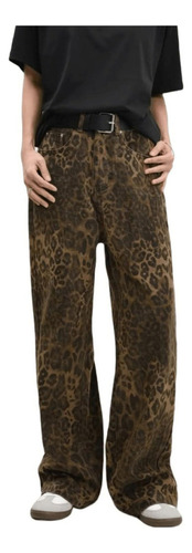 1 Jeans De Leopardo Para Mujer,cintura Alta,estampado