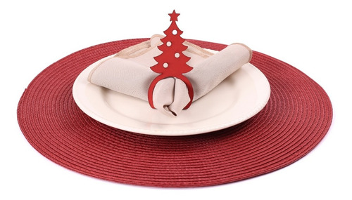 Kit 6 Porta Guardanapos Arvore Natal Vermelho Decoração Mdf