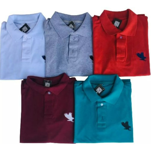 Kit 5 Camisetas Blusa Masculina Malha Piquet Gola Polo