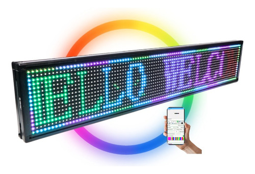 Painel P10 Letreiro De Led Digital 100x20 Rgb Externo Wi Fi