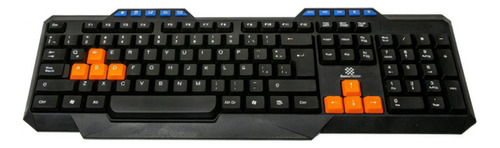 Teclado Multimedia Ergonomico Gamer Usb Exxtra Tech Qwerty Color Negro Mk02