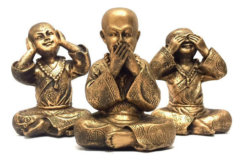 Trio Monges Budas Cego Surdo Mudo Sábios Budinhas Resina