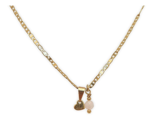 Valentino Mini Necklace - Corazón Mini Y Cuarzo Rosa