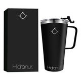 Termo Taza Vaso Con Tapa Para Bebida Fría Y Caliente 16oz Color Negro