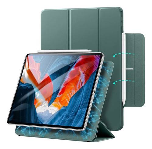 Capa Case Magnética P/ iPad Air 4 E 5 Protege Apple Pencil Cor Verde-escuro