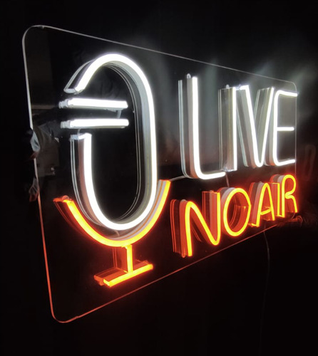 Painel Neon Led Pod Cast- Live No Air, Instagram Youtube 