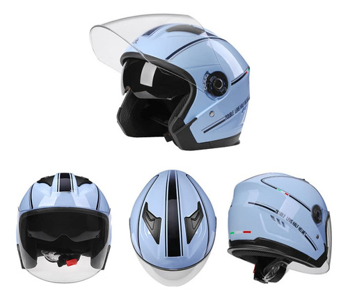 Casco De Moto Abatible Con Doble Mica, Azul Cristal Hielo