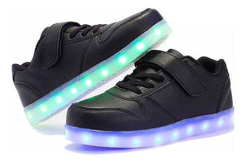 Zapatos Casuales Con Velcro Led Con Carga Usb For Niños