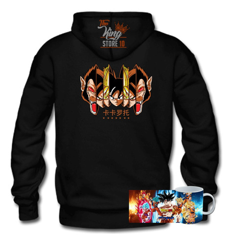 Poleron Con Cierre + Taza, Goku Fases, Ozaru, Saiyajin, Dragon Ball, Anime, Xxxl