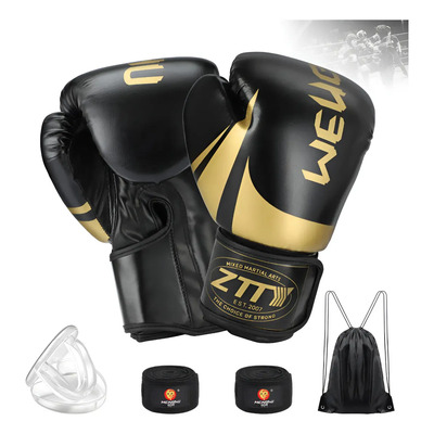Guantes Box Profesional Boxeo Mma Muy Thai Velcro 8 - 16 Oz Color Dorado Talla 12oz | Envío gratis