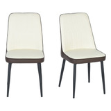 Set De 2 Sillas De Comedor Estilo Moderno Color Blanco Y Marrón Homemake Furniture Hmsc003